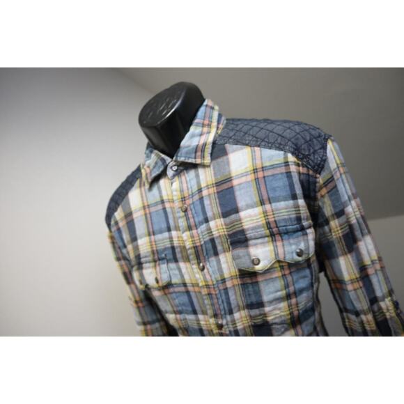 Silver Jeans Western Pearl Snaps Shirt Button Up Long Sleeve Mens Size Large - Picture 1 of 11